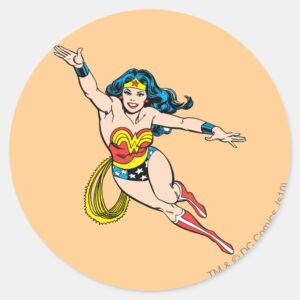 Wonder Woman Flying Forward Classic Round Sticker
