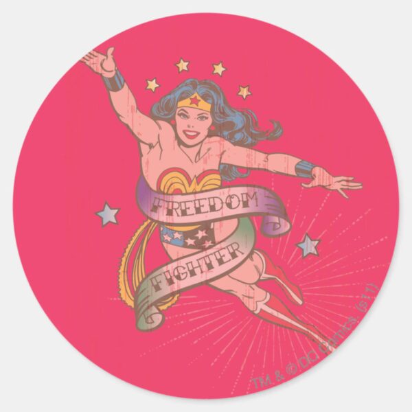 Wonder_Woman_Freedom_Fighter_Classic_Round_Sticker_1 Wonder Woman Freedom Fighter Classic Round Sticker