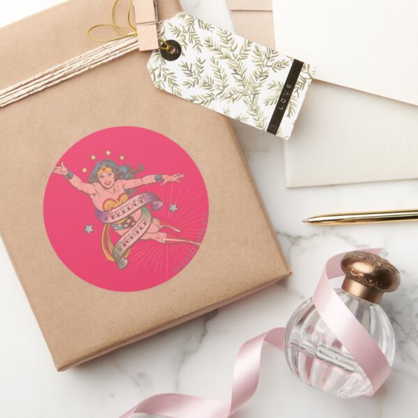 Wonder_Woman_Freedom_Fighter_Classic_Round_Sticker_5 Wonder Woman Freedom Fighter Classic Round Sticker