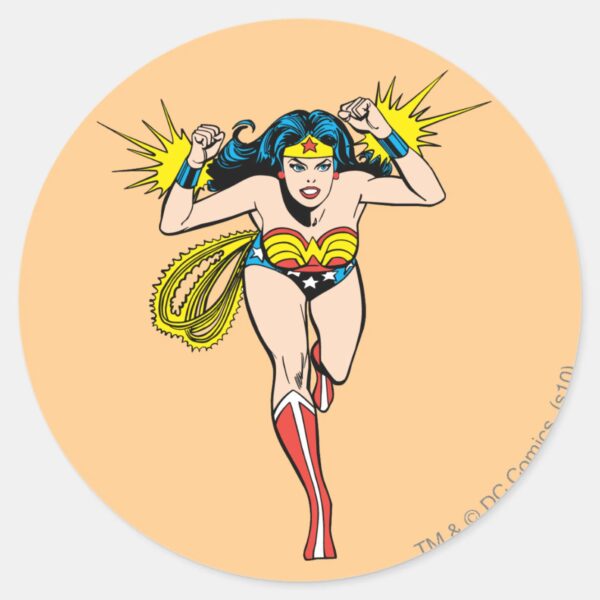Wonder_Woman_Glowing_Cuffs_Classic_Round_Sticker_1 Wonder Woman Glowing Cuffs Classic Round Sticker