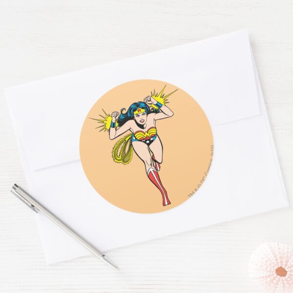 Wonder_Woman_Glowing_Cuffs_Classic_Round_Sticker_3 Wonder Woman Glowing Cuffs Classic Round Sticker
