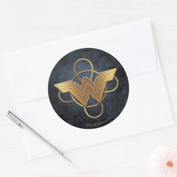 Wonder_Woman_Gold_Symbol_Over_Lasso_Classic_Round_Sticker_3 Wonder Woman Gold Symbol Over Lasso Classic Round Sticker