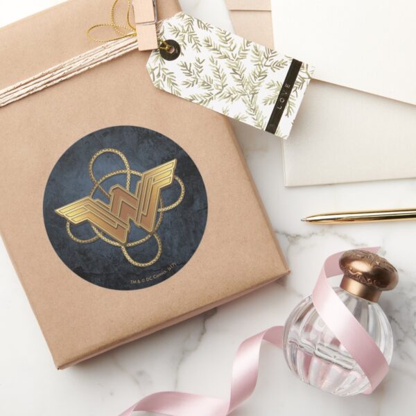 Wonder_Woman_Gold_Symbol_Over_Lasso_Classic_Round_Sticker_5 Wonder Woman Gold Symbol Over Lasso Classic Round Sticker