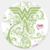Wonder_Woman_Green_Swirls_Logo_Classic_Round_Sticker_1 Wonder Woman Green Swirls Logo Classic Round Sticker