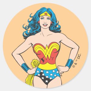 Wonder Woman Hands On Hips Classic Round Sticker