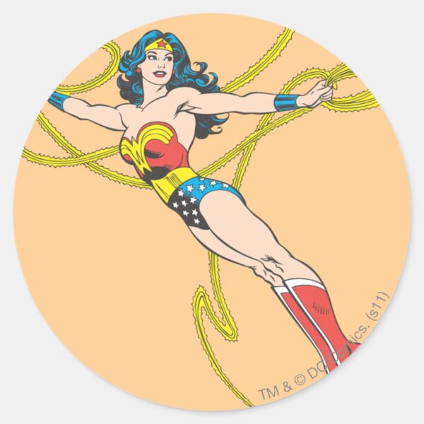 Wonder_Woman_Holds_Lasso_4_Classic_Round_Sticker_1 Wonder Woman Holds Lasso 4 Classic Round Sticker