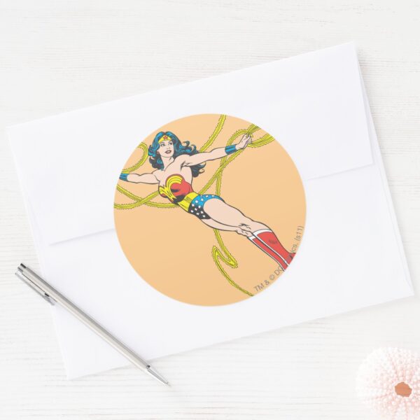 Wonder_Woman_Holds_Lasso_4_Classic_Round_Sticker_3 Wonder Woman Holds Lasso 4 Classic Round Sticker