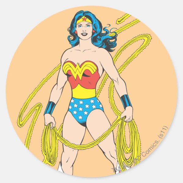 Wonder_Woman_Holds_Lasso_5_Classic_Round_Sticker_1 Wonder Woman Holds Lasso 5 Classic Round Sticker