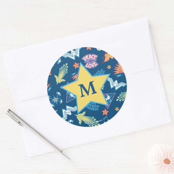 Wonder_Woman_Icons_&_Phrases_Pattern___Monogram_Classic_Round_Sticker_3 Wonder Woman Icons Phrases Pattern Monogram Classic Round Sticker