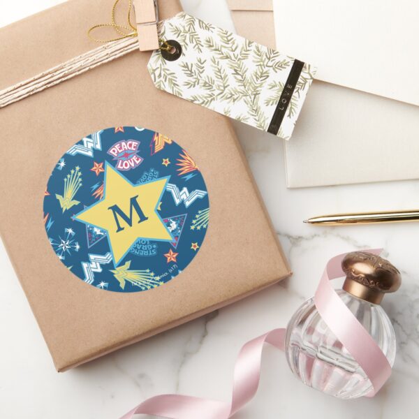 Wonder_Woman_Icons_&_Phrases_Pattern___Monogram_Classic_Round_Sticker_5 Wonder Woman Icons Phrases Pattern Monogram Classic Round Sticker