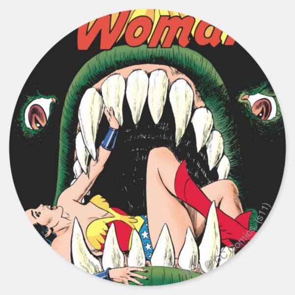 Wonder_Woman_Jaws_Classic_Round_Sticker_1 Wonder Woman Jaws Classic Round Sticker