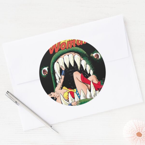 Wonder_Woman_Jaws_Classic_Round_Sticker_3 Wonder Woman Jaws Classic Round Sticker
