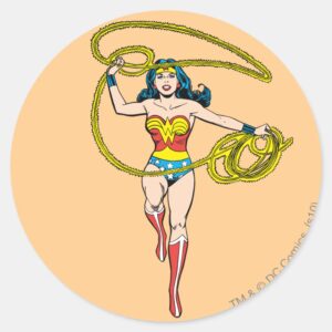 Wonder Woman Lasso Over Head Classic Round Sticker
