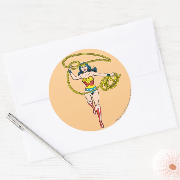 Wonder_Woman_Lasso_over_Head_Classic_Round_Sticker_3 Wonder Woman Lasso Over Head Classic Round Sticker
