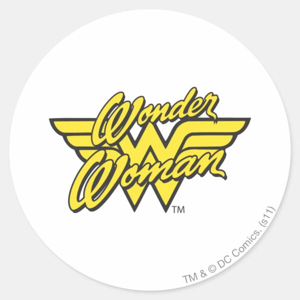 Wonder_Woman_Logo_1_Classic_Round_Sticker_1 Wonder Woman Logo 1 Classic Round Sticker