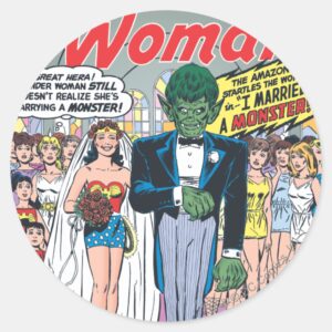 Wonder Woman Married A Monster Classic Round Sticker