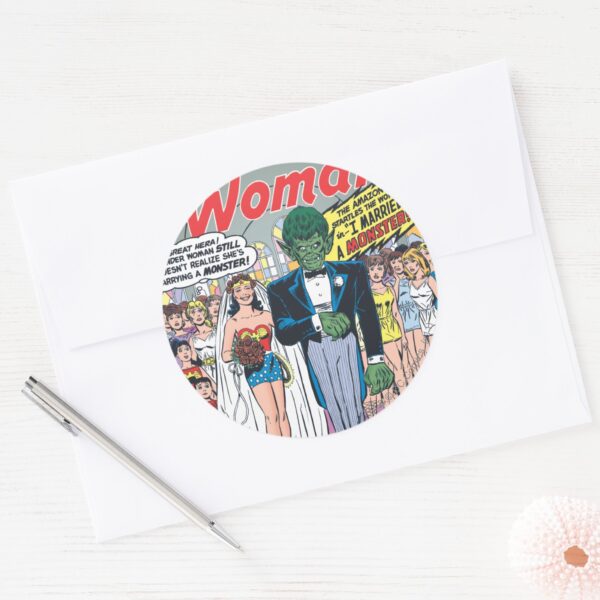 Wonder_Woman_Married_a_Monster_Classic_Round_Sticker_3 Wonder Woman Married A Monster Classic Round Sticker