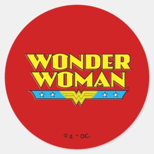 Wonder Woman Name And Logo Classic Round Sticker