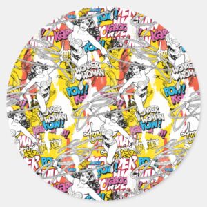 Wonder Woman Neon Pattern Classic Round Sticker