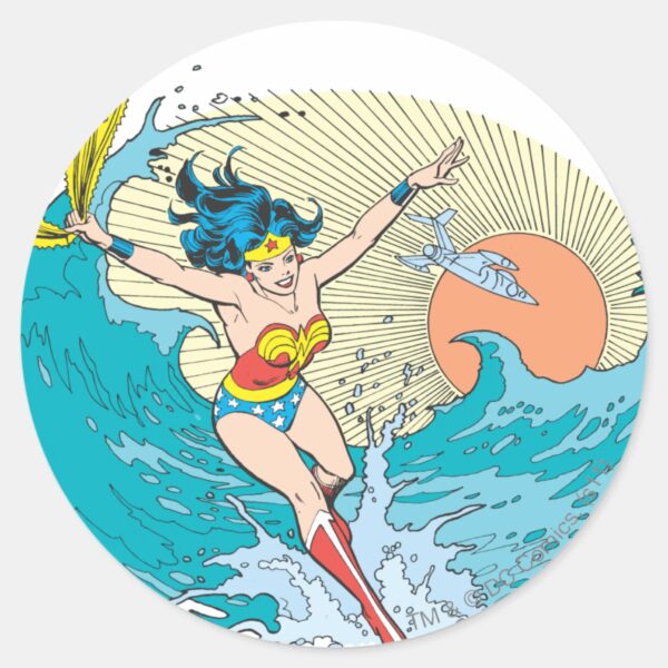Wonder_Woman_Ocean_Sky_Classic_Round_Sticker_1 Wonder Woman Ocean Sky Classic Round Sticker