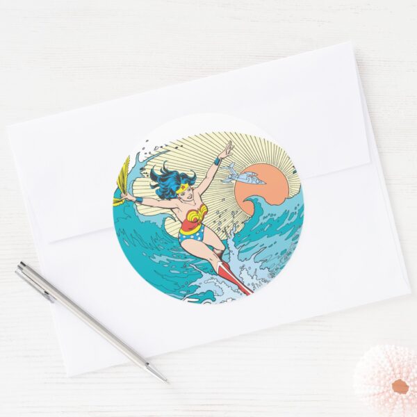 Wonder_Woman_Ocean_Sky_Classic_Round_Sticker_3 Wonder Woman Ocean Sky Classic Round Sticker