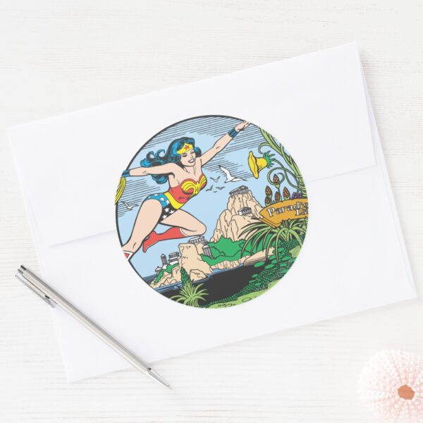 Wonder_Woman_Paradise_Island_Classic_Round_Sticker_3 Wonder Woman Paradise Island Classic Round Sticker