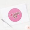 Wonder_Woman_Pink_Camellia_Flowers_Logo_Classic_Round_Sticker_3 Wonder Woman Pink Camellia Flowers Logo Classic Round Sticker