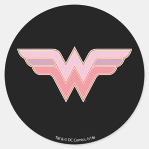 Wonder Woman Pink And Orange Mesh Logo Classic Round Sticker