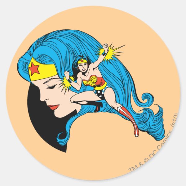 Wonder_Woman_Profile_Background_Classic_Round_Sticker_1 Wonder Woman Profile Background Classic Round Sticker
