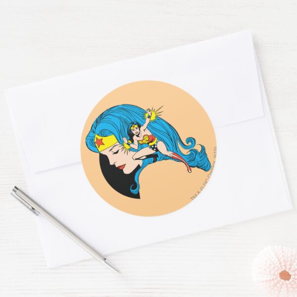Wonder_Woman_Profile_Background_Classic_Round_Sticker_3 Wonder Woman Profile Background Classic Round Sticker