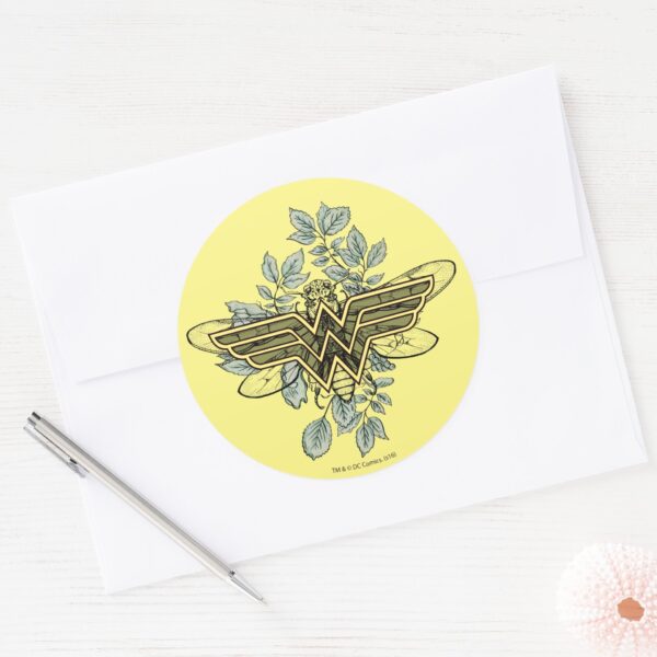 Wonder_Woman_Queen_Bee_Logo_Classic_Round_Sticker_3 Wonder Woman Queen Bee Logo Classic Round Sticker