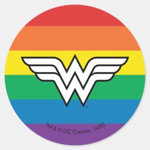 Wonder Woman Rainbow Logo Classic Round Sticker