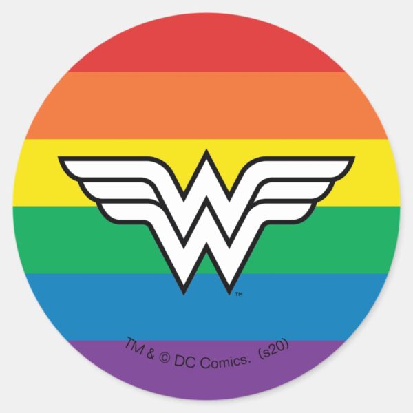 Wonder Woman Rainbow Logo Classic Round Sticker