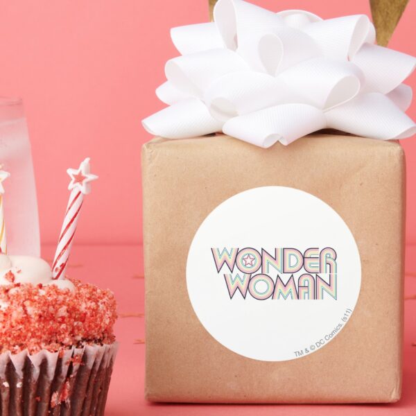 Wonder_Woman_Rainbow_Logo_Classic_Round_Sticker_6 Wonder Woman Rainbow Logo Classic Round Sticker