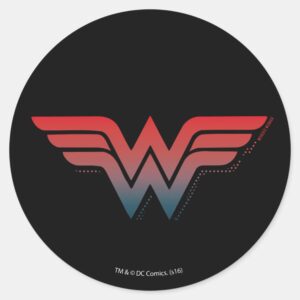 Wonder Woman Red Blue Gradient Logo Classic Round Sticker