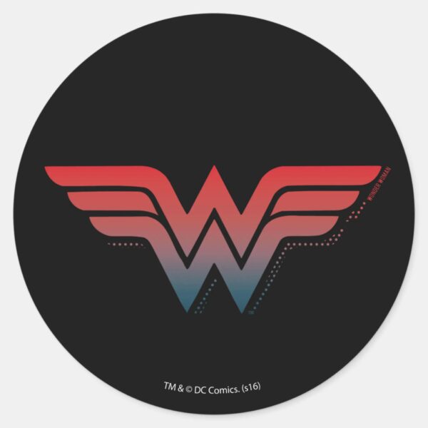 Wonder_Woman_Red_Blue_Gradient_Logo_Classic_Round_Sticker_1 Wonder Woman Red Blue Gradient Logo Classic Round Sticker