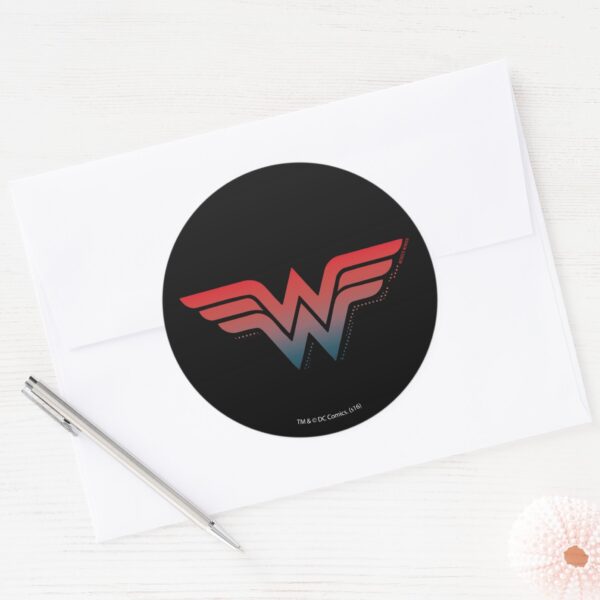 Wonder_Woman_Red_Blue_Gradient_Logo_Classic_Round_Sticker_3 Wonder Woman Red Blue Gradient Logo Classic Round Sticker