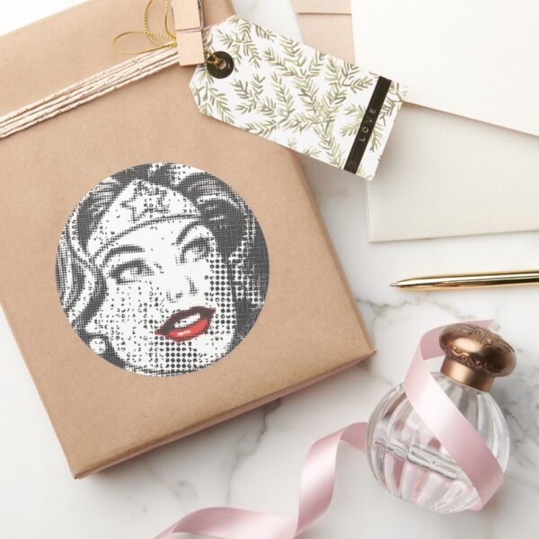 Wonder_Woman_Red_Lips_Classic_Round_Sticker_5 Wonder Woman Red Lips Classic Round Sticker