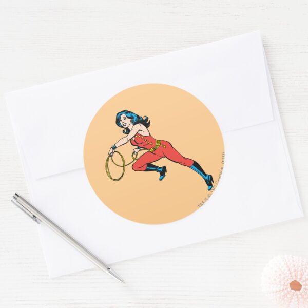 Wonder_Woman_Red_Outfit_Classic_Round_Sticker_3 Wonder Woman Red Outfit Classic Round Sticker