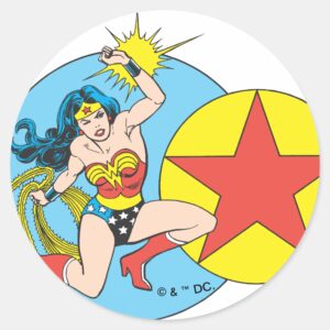 Wonder_Woman_Red_Star_Classic_Round_Sticker_1 Wonder Woman Red Star Classic Round Sticker