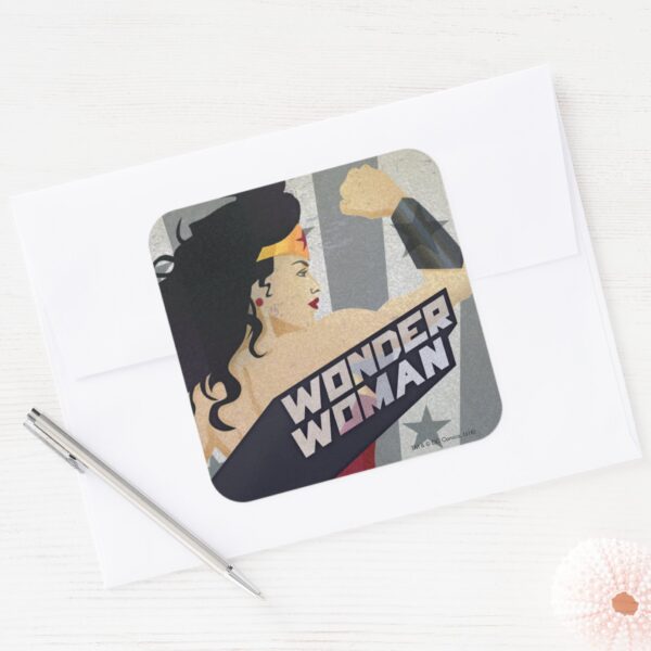 Wonder_Woman_Retro_City_Sunburst_and_Stars_Square_Sticker_3 Wonder Woman Retro City Sunburst And Stars Square Sticker