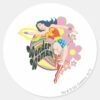Wonder_Woman_Retro_Flowers_Classic_Round_Sticker_1 Wonder Woman Retro Flowers Classic Round Sticker
