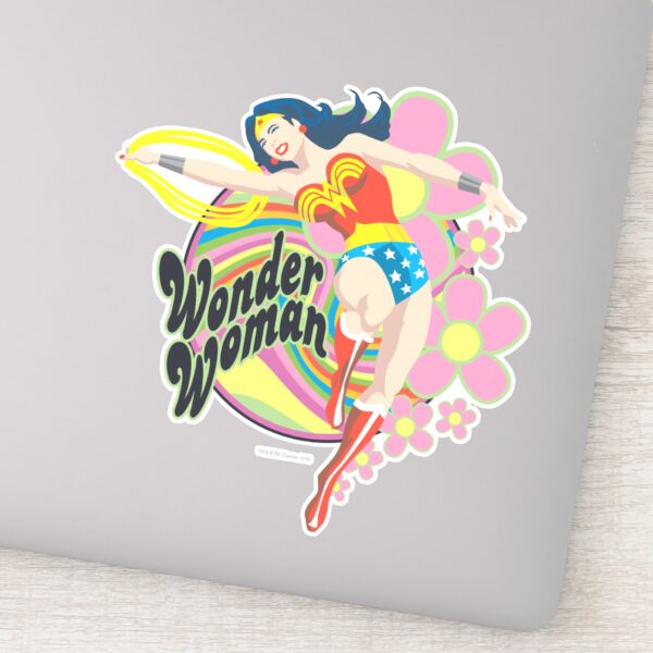Wonder_Woman_Retro_Flowers_Sticker_1 Wonder Woman Retro Flowers Sticker