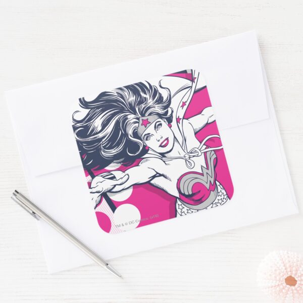 Wonder Woman Retro Glam Character Art Square Sticker