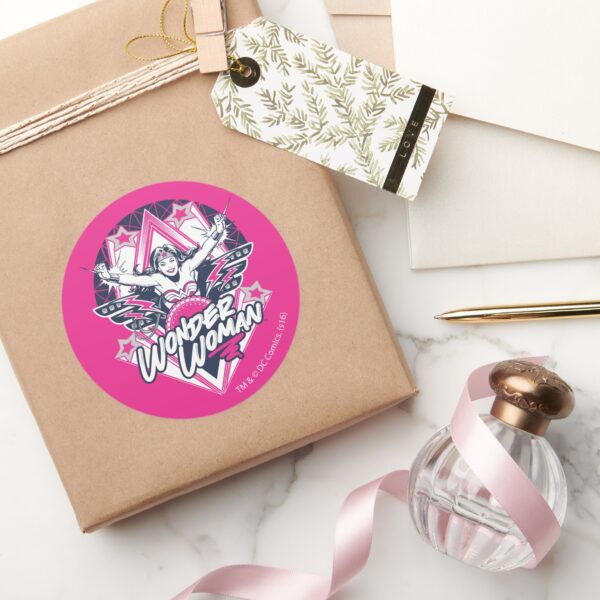 Wonder_Woman_Retro_Glam_Rock_Graphic_Classic_Round_Sticker_5 Wonder Woman Retro Glam Rock Graphic Classic Round Sticker