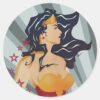 Wonder_Woman_Retro_Profile_Sunburst_Classic_Round_Sticker_1 Wonder Woman Retro Profile Sunburst Classic Round Sticker