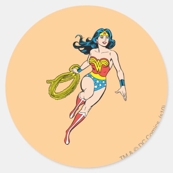 Wonder_Woman_Run_Classic_Round_Sticker_1 Wonder Woman Run Classic Round Sticker