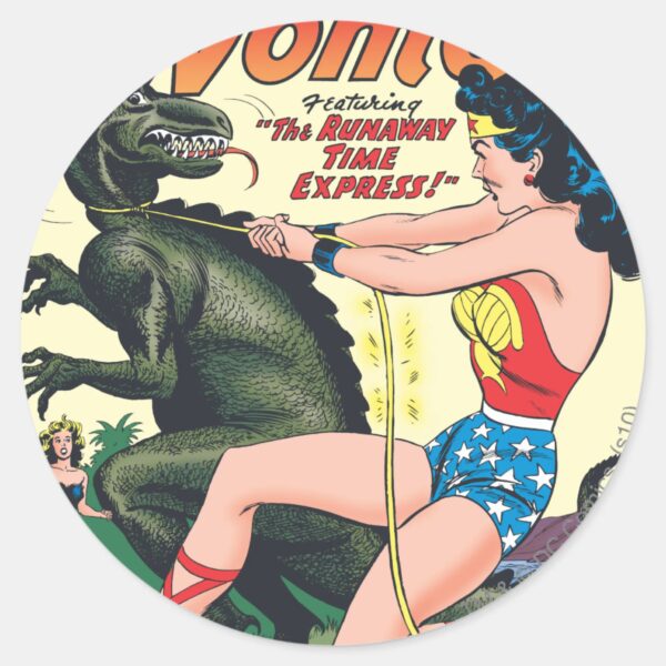 Wonder_Woman_Runaway_Time_Express_Classic_Round_Sticker_1 Wonder Woman Runaway Time Express Classic Round Sticker