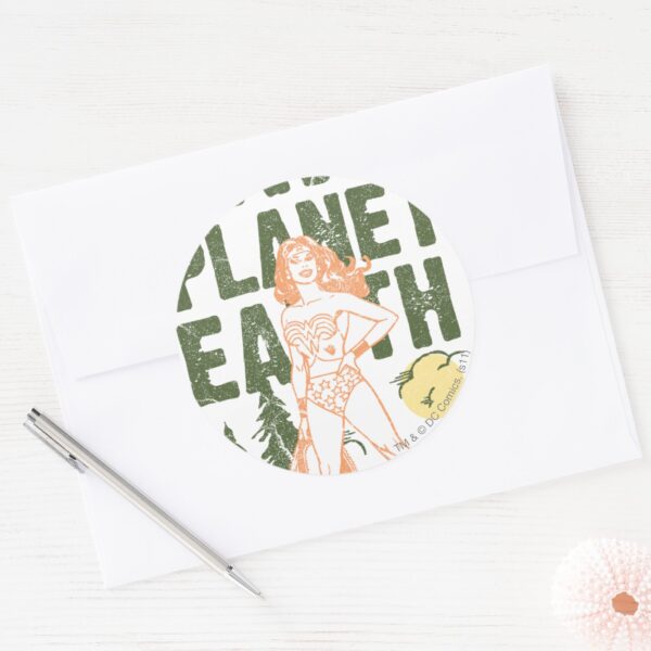 Wonder_Woman_Save_Planet_Earth_Classic_Round_Sticker_3 Wonder Woman Save Planet Earth Classic Round Sticker