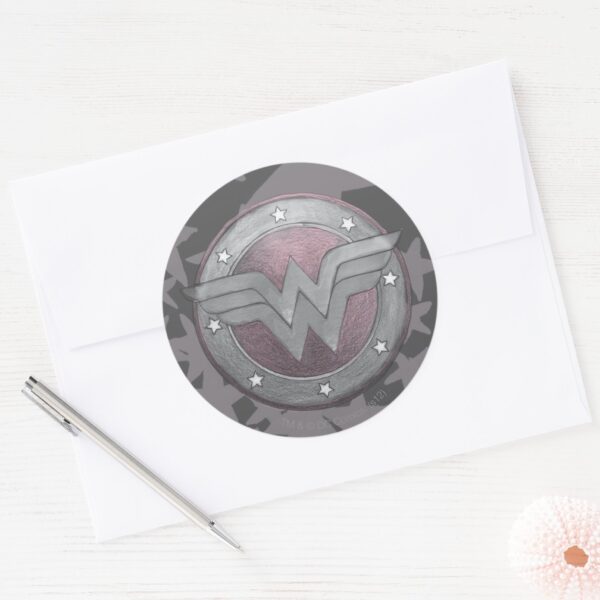 Wonder_Woman_Shield_Pattern_Classic_Round_Sticker_3 Wonder Woman Shield Pattern Classic Round Sticker